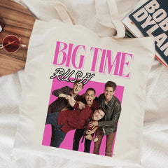 Big Time Rush Canvas Jute Tote Bag – Reusable Grocery Shopper