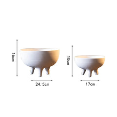 White Ceramic Flower Pot Tripod Fruit Bowl Desktop Storage Container Flower Vase Floral Arrangement Accessories Flowerpot Home Decor