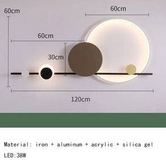 Modern Nordic Art Deco LED Wall Lamp 3000K Living Room Sofa Background Bedroom Bedside Hotel Hall Wall Lighting Creativity Decor