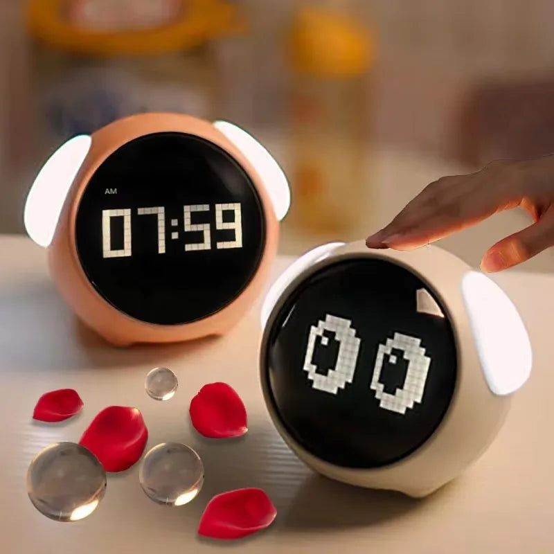 Child Alarm Clock Digital Emotion Table Clock WIth Light Living Room Bedroom Desktop Clock Cute Cartoon Alarm Clock for Kids