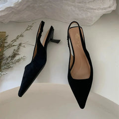 Bailamos Women Sandals Pointed Toe Elegant Low-heels Shoes Summer Fashion Slingback Woman Mules Shoes Pumps Dress Shoes