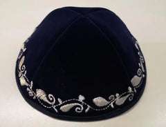 19/20CM VELVET EMBROIDERED JEWISH YARMULKE KIPPAH KIPPOT