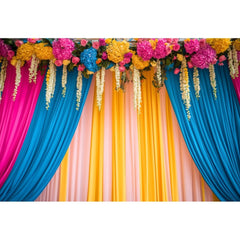 Happy Diwali Photography Backdrop Marigold Flower Curtain Puja Ganpati Pooja Traditional Wedding Birthday Party Photo Background