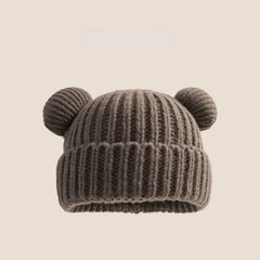 New Korean Loose Big Head Waist Little Bear Ears Woolen Hat Kids Autumn Winter Thickened Warm Knitted Hat Cute Ear Protection