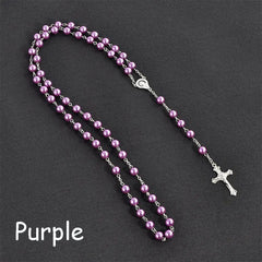 Fashion Vintage Crucifix Virgin Mary Pendant Cross Necklace Jesus Rosary Beads Chain