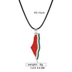 Al-Aqsa Islamic Mosque Pendant Necklace Geometric Map Chain Jewelry Gift Accessories for Women Men