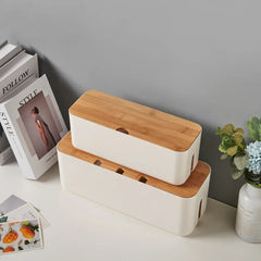 Bamboo Cable Management Box – Hide Wires & Power Strips