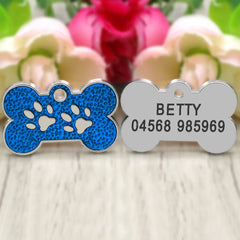 Personalized Dog Cat ID Tag Bling Rhinestone Puppy Kitten Name Tags Anti-lost Pet Collar Accessories Free Engraved Pet Products