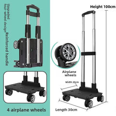 Portable Aluminum Alloy Folding Shopping Cart Lightweight Trolley Vegetable Buying Car Home Use Pull Rod Luggage Cart