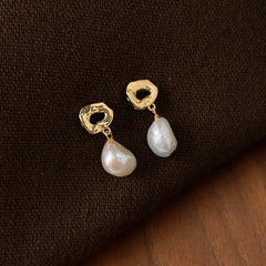14K Gold Filled Baroque Freshwater Pearl Tassel Earrings for Women