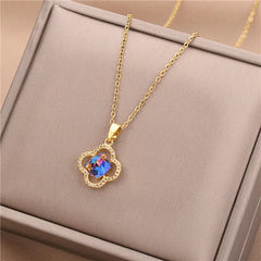 New In Light Luxury Zircon Crystal Stainless Steel Necklace Korean Fashion Sweet Sexy Female Clavicle Chain Jewelry