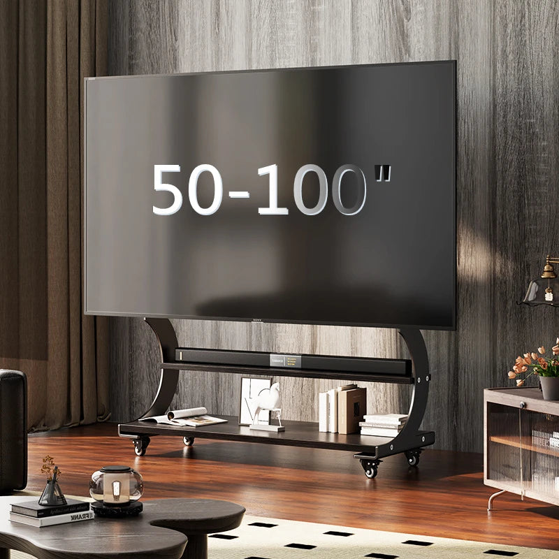 Mobile Rolling TV Stand for 50-100inch TVs Cart TV Shelf Mute Wheels up to 220lbs Max VESA 900x600mmFloor Stand TV Support Shelf Living Room Furniture