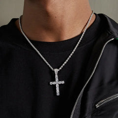 Huitan 60Cm Twisted Chain Long Necklace for Women/Men Fashion Luxury Cubic Zirconia Cross Pendant Necklace Gift Love Accessories
