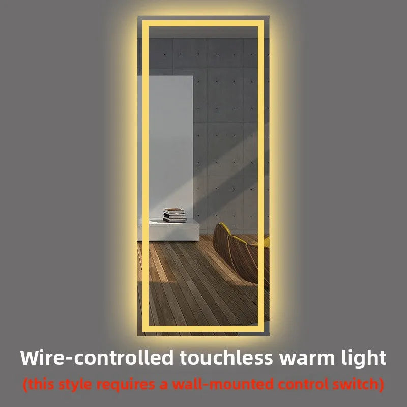 15.5 * 27.5 Inches LED Smart Full-length Mirror  Bedroom Wall Wall Hanging Full-body Simple Frameless Wall Fitting Mirror