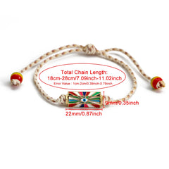Lucky Eye Adjustable Colorful Braided Rope Bracelet Turkish Evil Eye Bead Copper Zircon Charm Bracelet for Women Men Jewelry
