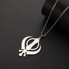 LIKGREAT Classic Sikhism Symbol Necklace Stainless Steel Sikh Khanda Necklaces Religious Protection Amulet Jewelry for Women Men