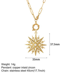 Heart Evil Blue Eye Sun Necklace for Women Cute Dog Bee Elephant Gold Color Pendant Long Stainless Steel Chains