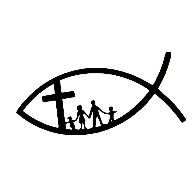 Car Sticker Motorcycle PVC Decals Christian Fish Jesus Family Cross Church Decorative Stickers Creative Decor Accessories #JT01