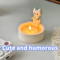 CreativeCandle Holder Cute Kitten Rabbit Cartoon Candle Decor