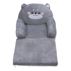 Kids Chair Kids Corner Sofa Cartoon Gray Foldable Wide Handle Soft Breathable Toddler Chair for Reading Relaxing Sleeping Living Room Furniture