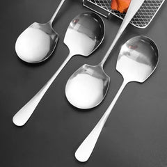 3/1Pcs Large Stainless Steel Spoon Long Handle Spoons Kitchen Cutlery Rice Dumpling Porridge Soup Scoops Restaurant Tableware Kitchen Tools, Cooking Utensils