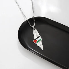 Al-Aqsa Islamic Mosque Pendant Necklace Geometric Map Chain Jewelry Gift Accessories for Women Men