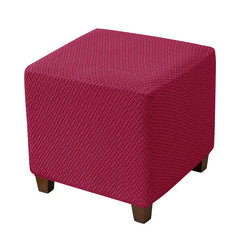 1PC Stretch Ottoman Slipcover Stool Cover T-shape Jacquard Elastic Square Sofa Footrest Covers for Living Room Office Home Decor
