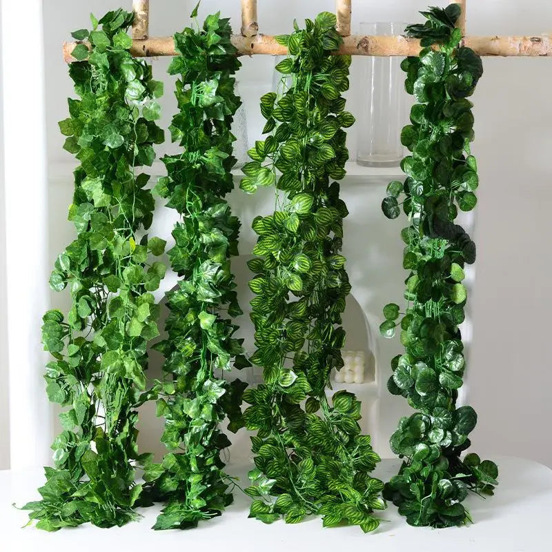 Home Decor Artificial Ivy Leaf Garland Plants Vine Fake Foliage Flowers Creeper Green 72pcs Leaf Ivy Wreath