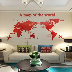 1Pc World Map Wall Stickers Acrylic Creative 3D TV backdrop Wallpaper Decoration Home Living Room Office Interior Decorative