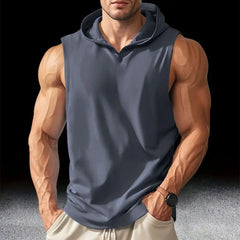 Men's Running Tank Tops Sleeveless Gym Sport T-shirt Fitness Training Workout Tee Tops Sportwear Hooded Solid Summer Men Vest