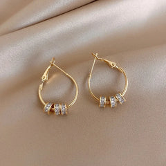 Real Gold Plated Zircon Bead Earrings – Luxury Women’s Party Jewelry