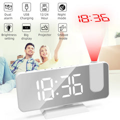 LED Electronic Projection Clock Large Screen Digital Alarm Clock Intelligent Luminous Clock for Home Bedroom Living Room