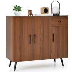 GOFLAME Buffet Cabinet Kitchen Cabinet Modern Storage Cabinet w/Pull-out Drawer Kitchen & Dining Furniture