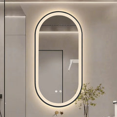 Voltsify Modern Oval LED Wall Mirror Art Metal Framed, Anti-fog Film, Sensor Switch, Three Color Temperatures Home Decor