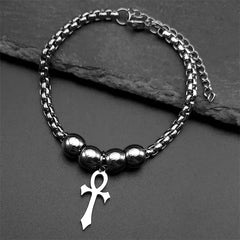 Goth Egyptian Cross Ankh Key of Life Necklace Stainless Steel Black Color Amulet Religious Necklaces Gothic Jewelry Gift N8582