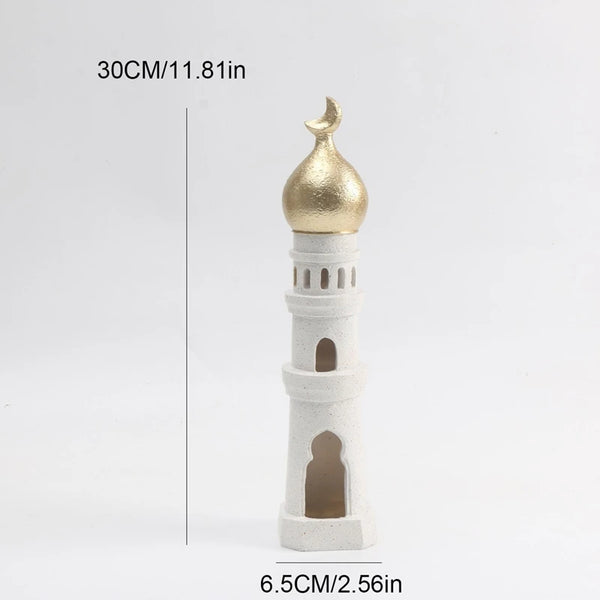 2026 Best Selling Eid Mubarak Ramadan Decoration Premium Resin 3D Mosque Statue Islamic Castle Table Decor Gift For Home Office