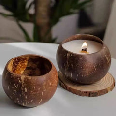 Coconut Shell Candle Bowls Natural Decorative Bowls Wood Candle Container for DIY Home Crafts Making Farmhouse Table Centerpiece Home Decor
