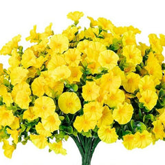 4Bundles Artificial Flowers Fake Silk Morning Glory Flower Eucalyptus Plants UV Resistant Garden Summer House Outdoor Decoration Home Decor, Plants & flowers