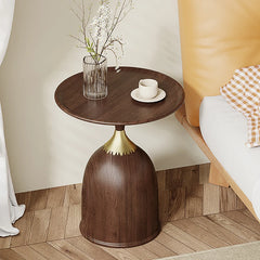 Walnut Color Side Table Carbon Steel Imitation Wood Grain Coffee Tables Bedroom Furniture Cupboard Antique Style Modern Furniture