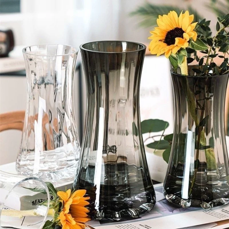 Creative Simple Original Color Glass Flower Vase Transparent Water Fre Flowers Lilies Nordic ular Living Room Home Decor