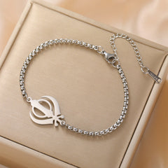 Lucktune Khanda Sikhism Symbol Bracelets for Women Men Stainless Steel Religious Protection Amulet Spiritual Sikh Jewelry Gift