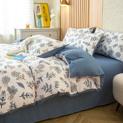 1PC Floral Washed Cotton Duvet Cover - Single/Queen/King Size Housse De Couette 이불커버 Funda Nórdica (No Pillowcase)