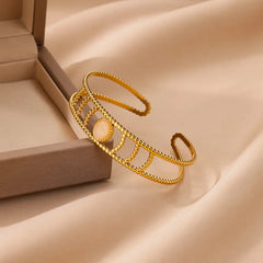 Wrinkle Texture Open Cuff Bracelet – Stainless Steel Bangle