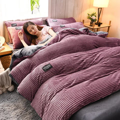 Puffy Duvet Cover Super Soft Plush Bedding Set Fall And Winter Thickened Plush Double Bed Cove