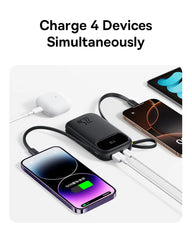 Baseus 22.5W 10000mAh 20000mAh Power Bank Built-In Retractable USB-C & Lightning Cable for iPhone 16 Samsung S25 Xiaomi Poco