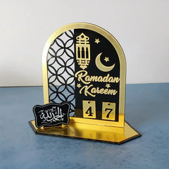 Acrylic Islamic Ramadan Countdown Calendar Gifts Day of Ramadan Calendar with Replacing Number 2026 Eid Mubarak Home Decoration