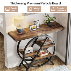 Tribesigns Console Table, 39.4-Inch Entryway Table with Thickened Tabletop, 4- Tier Industrial Narrow Hallway Sofa Table Living Room Furniture