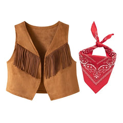 Children Western Cowboy Role Playing Costume Vest Scarf Hat Boy Festival Halloween Party Boys Outfit