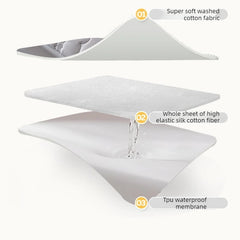 Ultrasonic Quilted Queen Fitted Sheet Waterproof King Mattress Protector with Elastic Band Anti-Mite Soft Breathable Bed Cover