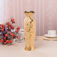 Modern Ceramic Flower Vase 48cm Large Floor Standing Golden Water-Filled European Style Living Room Decorative Flower Pot